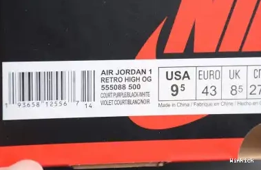 JORDAN COURT AIR 1 PURPLE HIGH 555088-500 0614